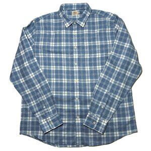 Faherty Brand Men's Long Sleeve Blue and White Shirt Size XL